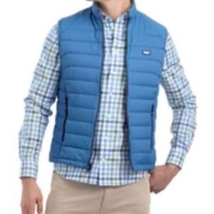 - JOHNNIE-0 MENS UNISEX SZ M HUDSON ZIP UP PUFFER GOLF VEST COLOR R…